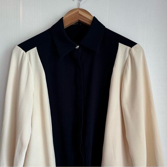 MOTF straight fit two tone shirt navy and cream size large - Picture 4 of 9